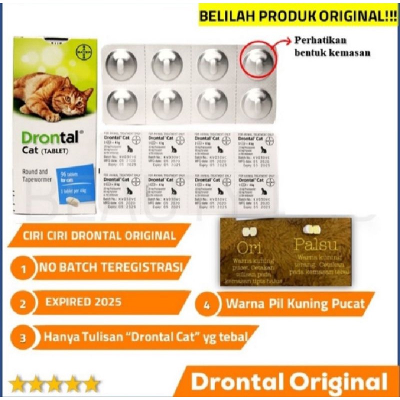 DRONTAL KUCING CAT PLUS 1 Tablet BB 4 Kg - Tablet Obat Cacing Kucing Bayer