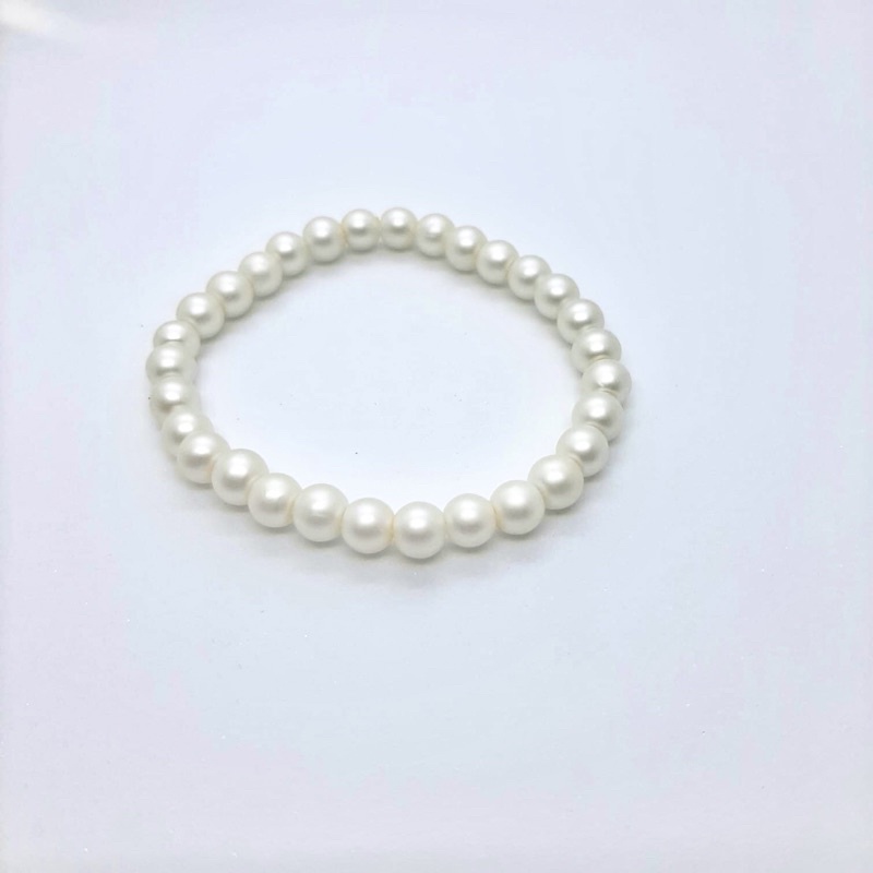 Gelang Mutiara Sintetis 6mm Warna Doff Pria Wanita Pearl Bracelet