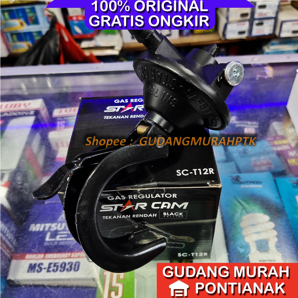 Starcam regulator tekanan rendah SC 23S /kepala gas Starcam /cekak tanpa meteran black edition