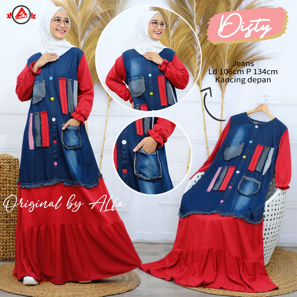 Dress Jeans Wanita Panjang  Dress Wanita Bahan Jeans Premium / Dress maxi wanita