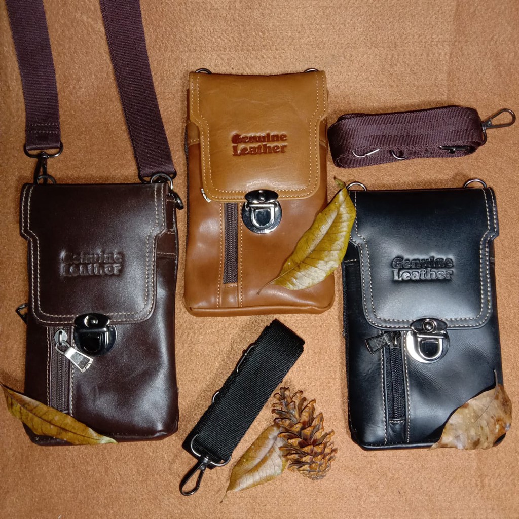 TAS KULIT ASLI PINGGANG SMARTPHONE