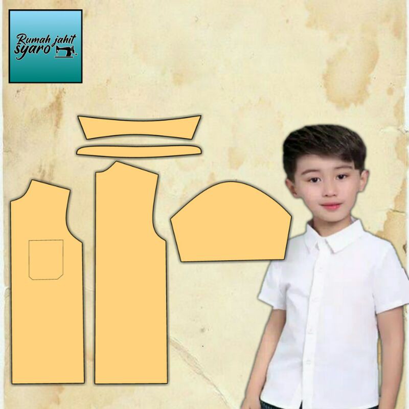[ RJS03 ]Pola Instan Kemeja Anak Laki Laki - Pola Kemeja Anak - Pola Anak - Pola Kemeja - Pola Pria 