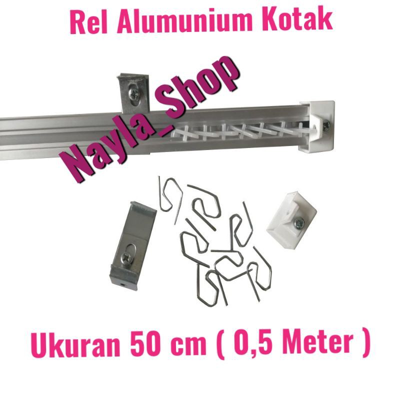 Rel Gorden Hordeng Tiang Gorden Batang Alumunium KOTAK Lengkap Full Set 50 cm atau Setengah Meter