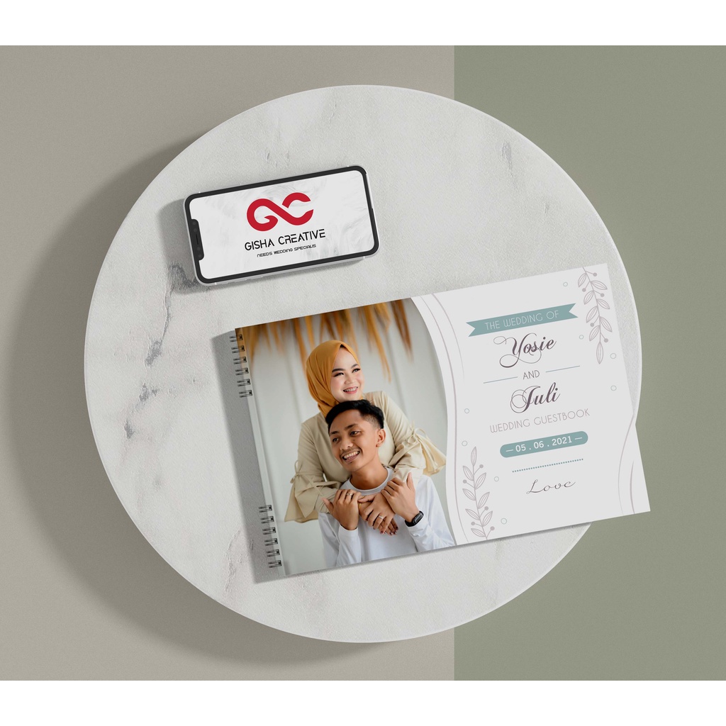 BUKU TAMU PERNIKAHAN HARD COVER DESIGN TEMPLATE JILID SPIRAL CETAK FULL COLOUR