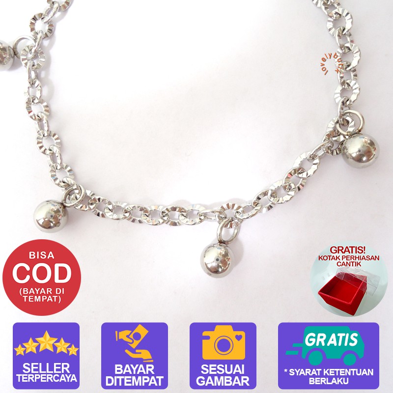 Lovelybutik Gelang Anak Titanium Asli Anti Karat BolA2 Gelang Tangan Anak Rantai Nori donat Ukuran 15 Cm BONUS KOTAK PERHIASAN