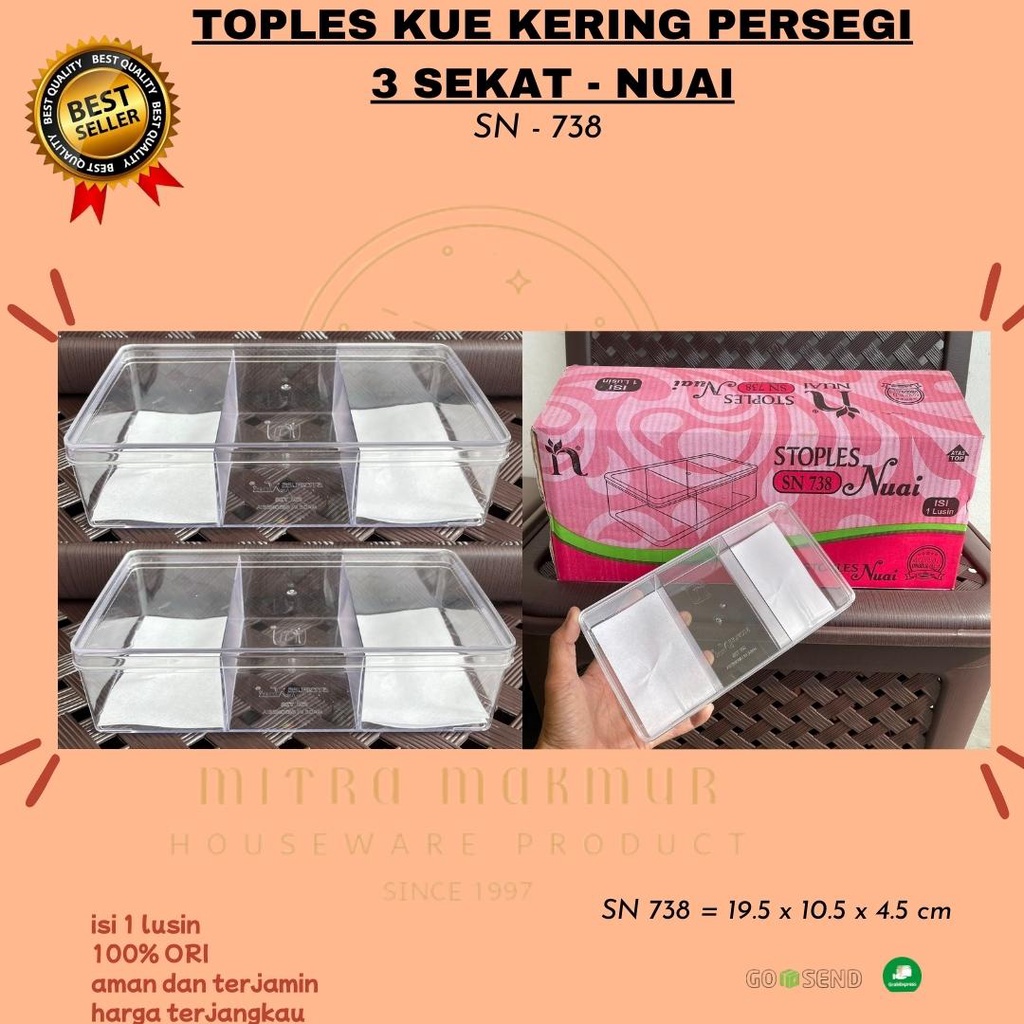 NEW!! TOPLES KUE KERING PERSEGI 2 - 3 SEKAT NUAI SN 618 - SN 738 @ 1 LUSIN / TOPLES LEBARAN 500gram