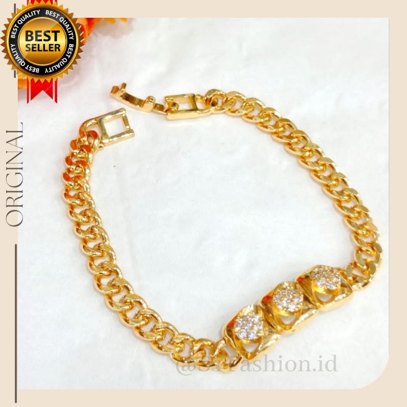 Gelang tangan Rantai motif batu putih anti karat