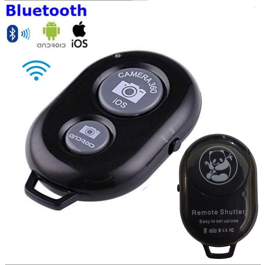 HC Tomsis Bluetooth Remote Shutter Selfie / Remote Bluetooth Wireless Remote Shutter Kamera Android &amp; IOS Tongsis Tripod