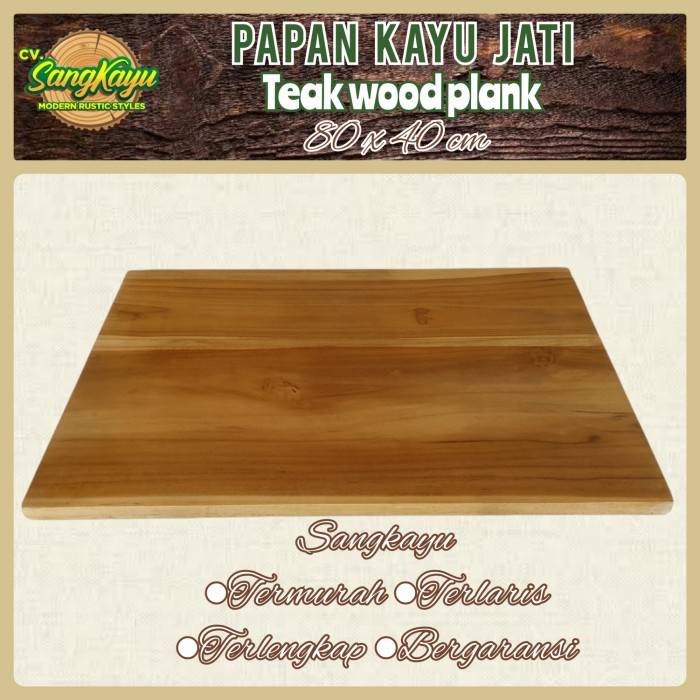 Papan kayu jati asli 80x40 papan ambalan wooden board bahan daun meja