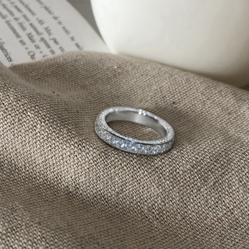 Fancyqube Cincin Full Berlian Bahan Stainless Steel Untuk Pasangan