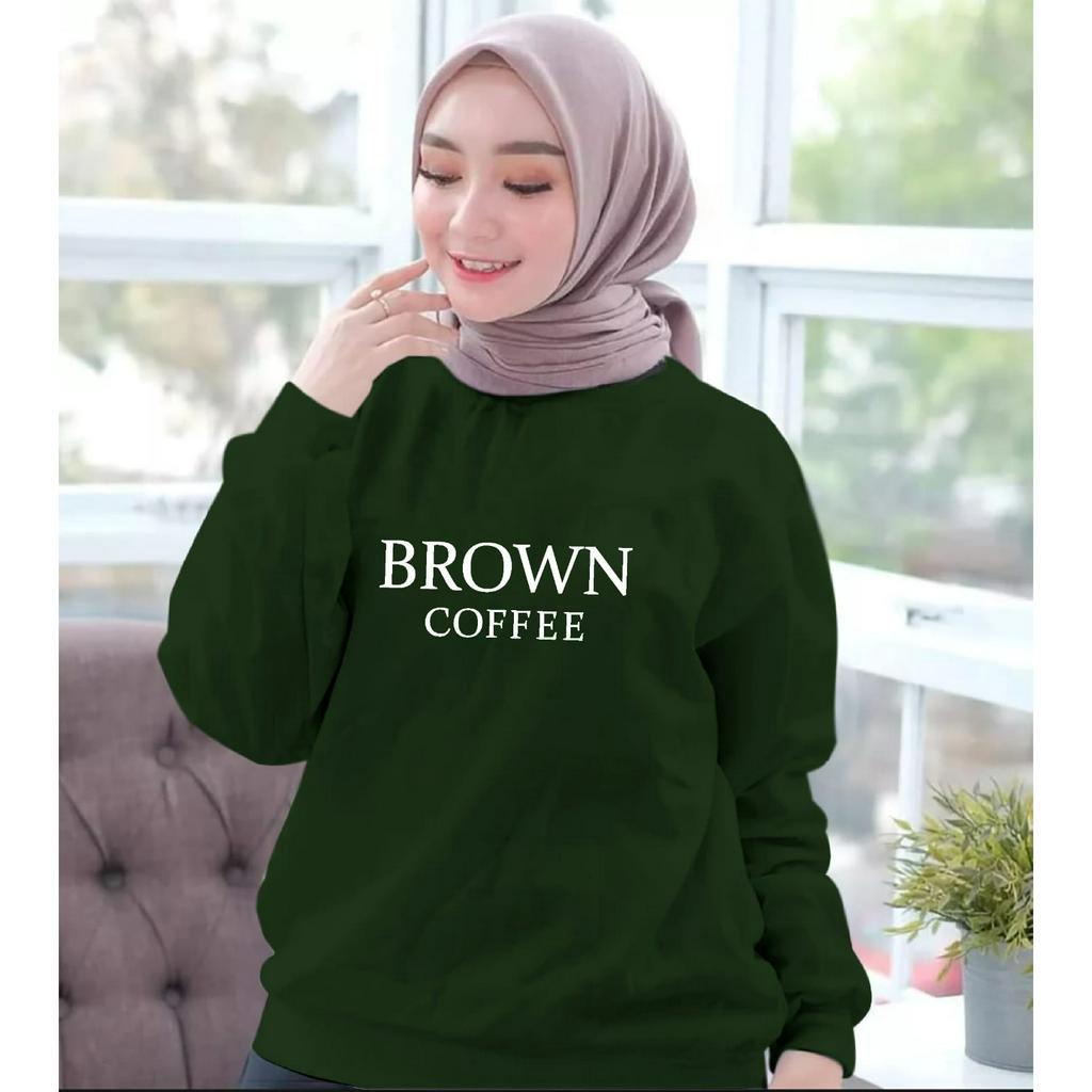 FASHION COOLS - ( BISA COD ) BAJU ATASAN TRENDY BROWN COFFEE GIRL-BAJU DISTRO CEWEK KEREN LENGAN PANJANG MASA KINI DAN TERLARIS