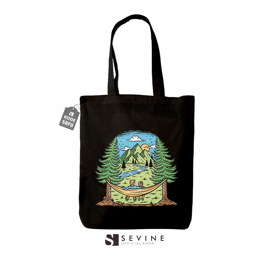 Sevine Totebag Tas Wanita Tote bag Resleting Girl Vintage Black Series Hitam - SRF8