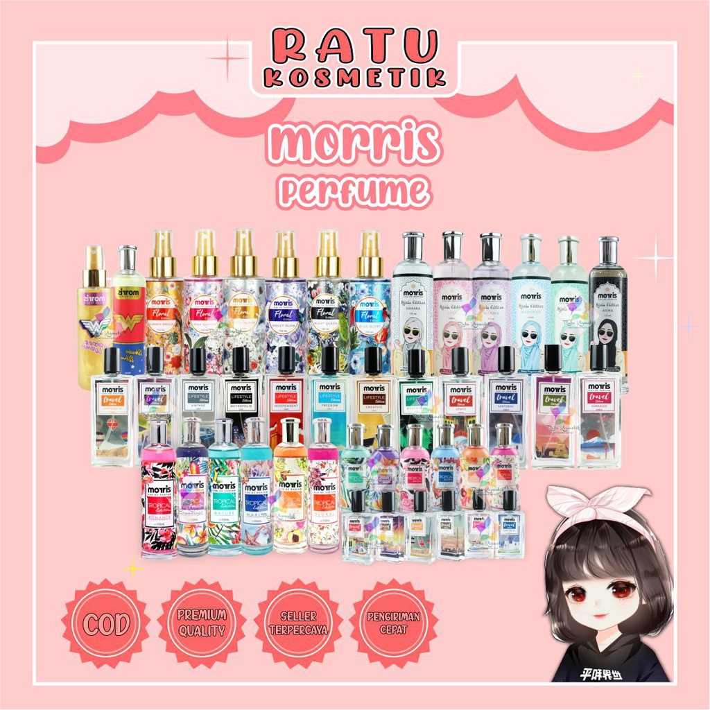 ❤ RATU ❤ Morris Parfum Badan Tropical Edp 110ml | Floral Edt 150ml | Lifestyle 100ml | Hijab | Evangeline | Geamoore | Super Heroes | Cowok Cewek