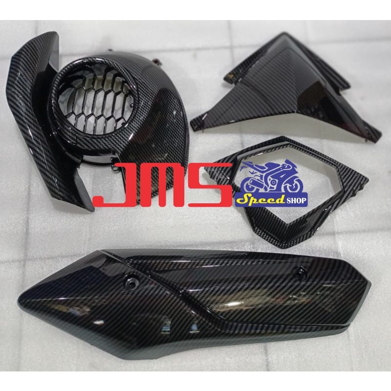 paketan cover tutup carbon kipas dan knalpot visor depan plus speedo meter mio m3 mio z 125 fino 125 soul gt 125 zoro pnp