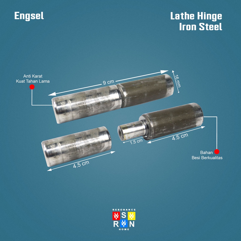 Engsel Bubut 5/8 Inch I Engsel AS Besi Pagar I Engsel Multifungsi Resonance Home