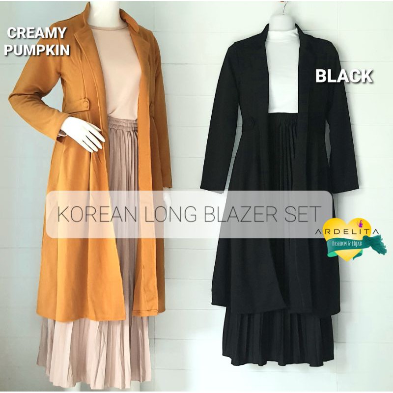 [ PROMO FREE INNER ] KOREAN  LONG  BLAZER  LYLAC  SET ROK  PREMIUM.  TERKEREN  TERBAIK  DIJAMIN JATUH CINTA