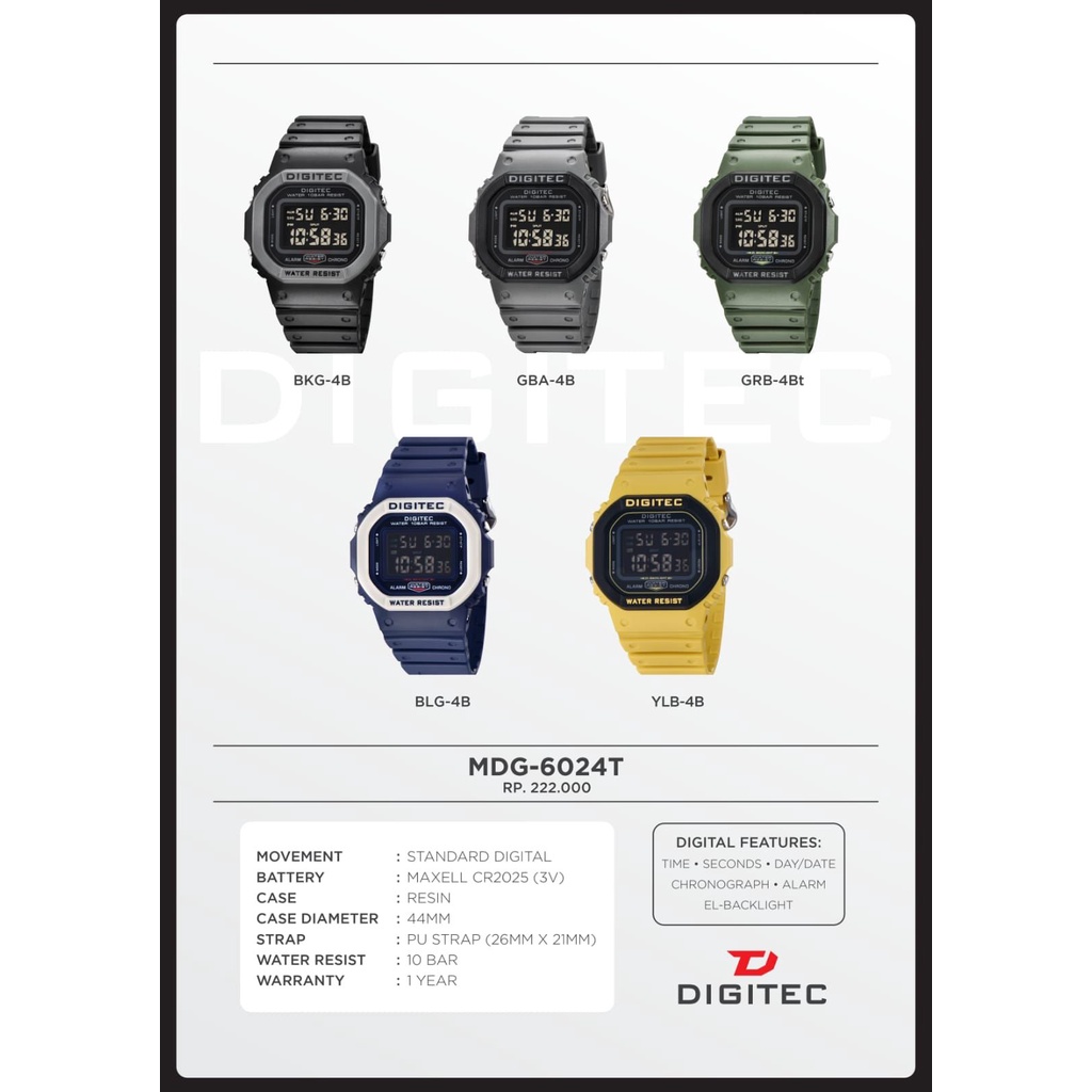 JAM TANGAN PRIA DIGITEC DG 6024 original sporty Digitec 6024 Digital