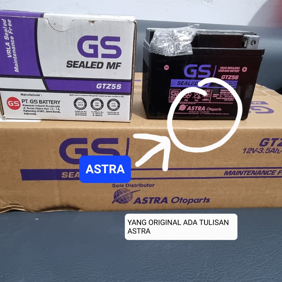 Aki Motor Astra GS GTZ5s Supra x 125 Revo abs Accu Kering MF Original