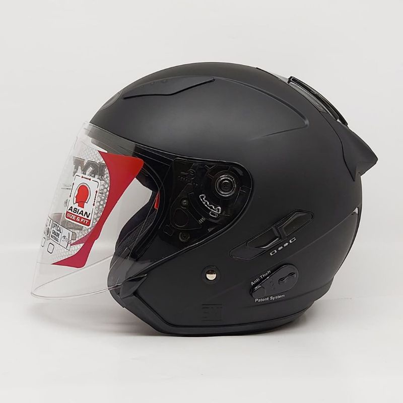 Helm KYT GALAXY Flat R BLACK DOFF & Motif Corak-Hitam doff