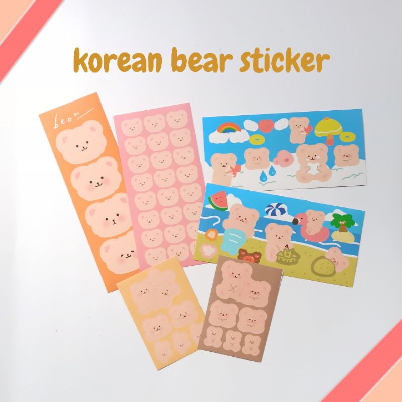 

Korean Ins Pink Bear Stickers Set DIY Cute Stickers Journal Phone Decor