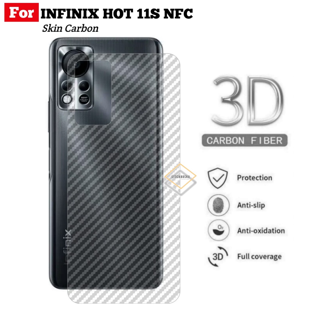 Skin Carbon Infinix Hot 11s NFC Back Skin Transparant Anti Jamur Pelindung Belakang Handphone