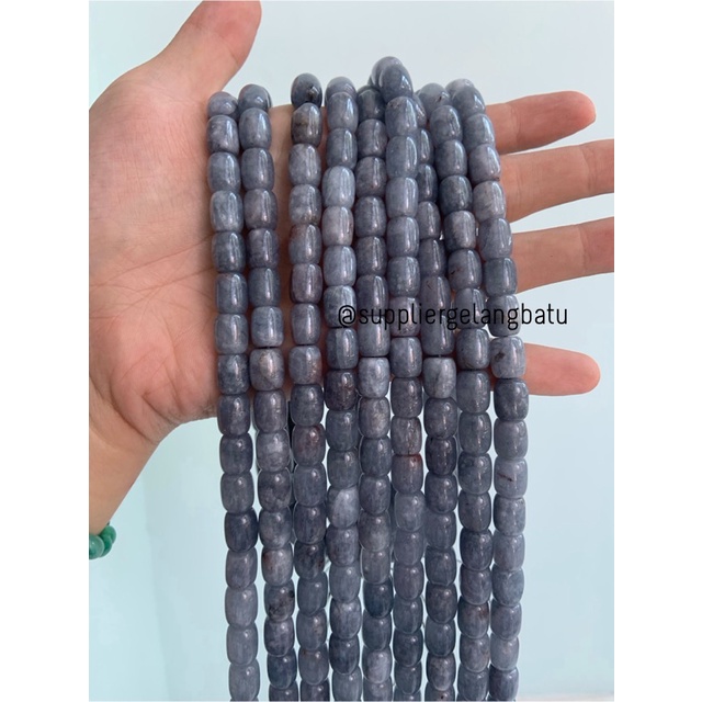 bahan renceng batu agate tabung 8mm amazonite abu abu craft aksesoris