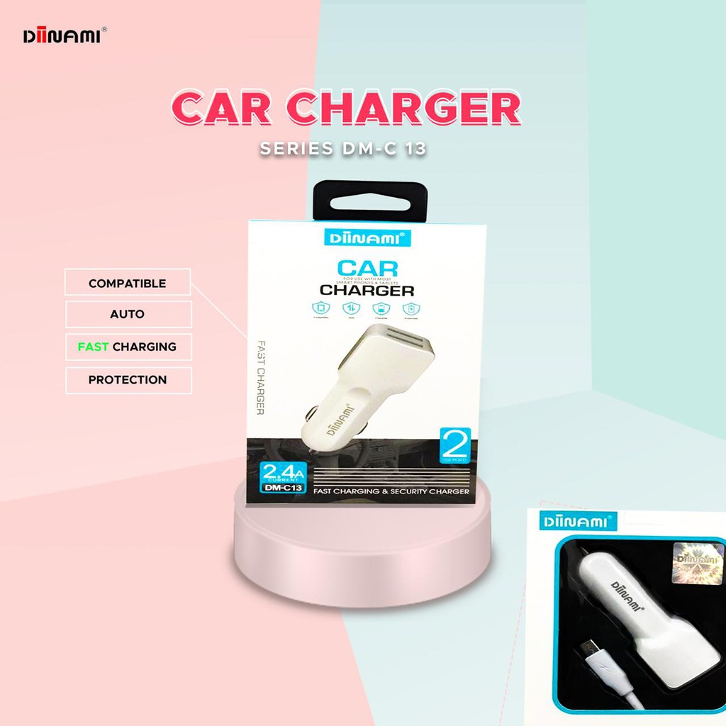 cashan mobil saver mobil diinami c13 fast charging micro dual output SAMSUNG OPPO XIAOMI VIVO REALME