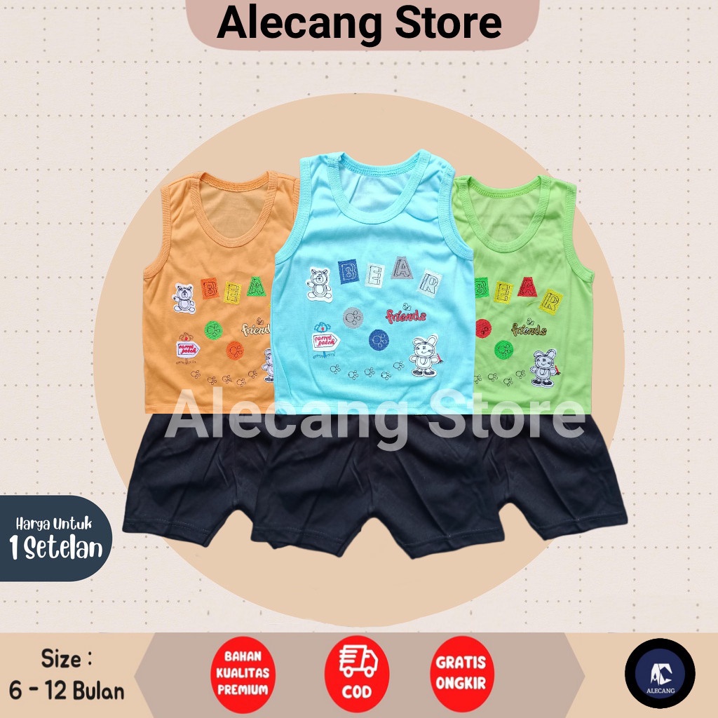 Setelan Baju Kutung Bayi 3 - 12 Bulan merk MAKAYLA motif BEAR FREND