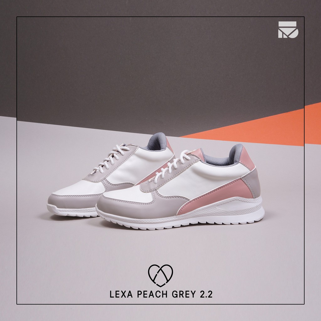 Lexa Peach Grey | Sepatu Sneakers Ori Simple Wanita Cewek Women Snikers Footwear | FORIND x Favshoes