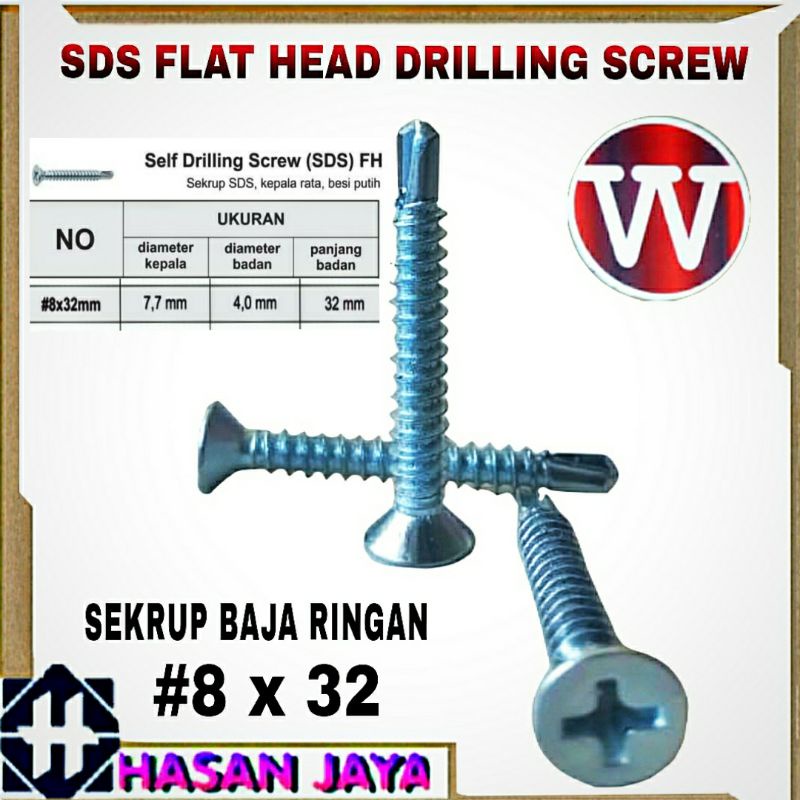 Jual (100 PCS) Skrup Sekrup Roofing SDS FH 8x25 / Baut Sekrup Baja