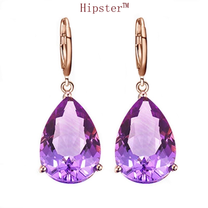 New Hot Sale Fashion Temperament Amethyst Eardrops