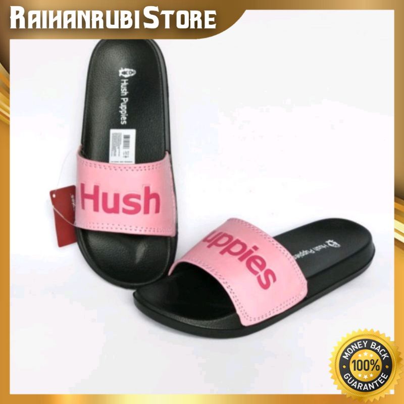 Sandal Slide Hush Puppies Black Pink Pria Wanita Premium/Sandal Slop Hush Puppies Black Pink Pria Wa
