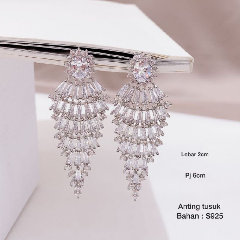 Anting Silver925 Perak Mata Kilau Premium Quality anti karat 0180 earring silver925