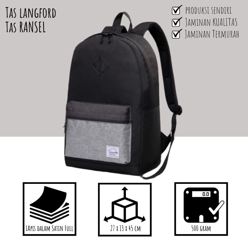 Tas Ransel - Tas Backpack Punggung Sekolah Multifungsi Stylish Kekinian Murah Cewek Cowok 001