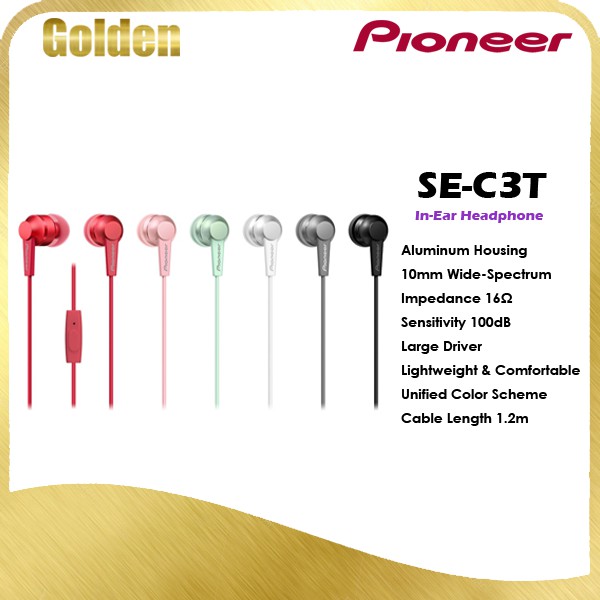 Pioneer SE-C3T / SE 3CT Earphone with Mic Garansi Resmi