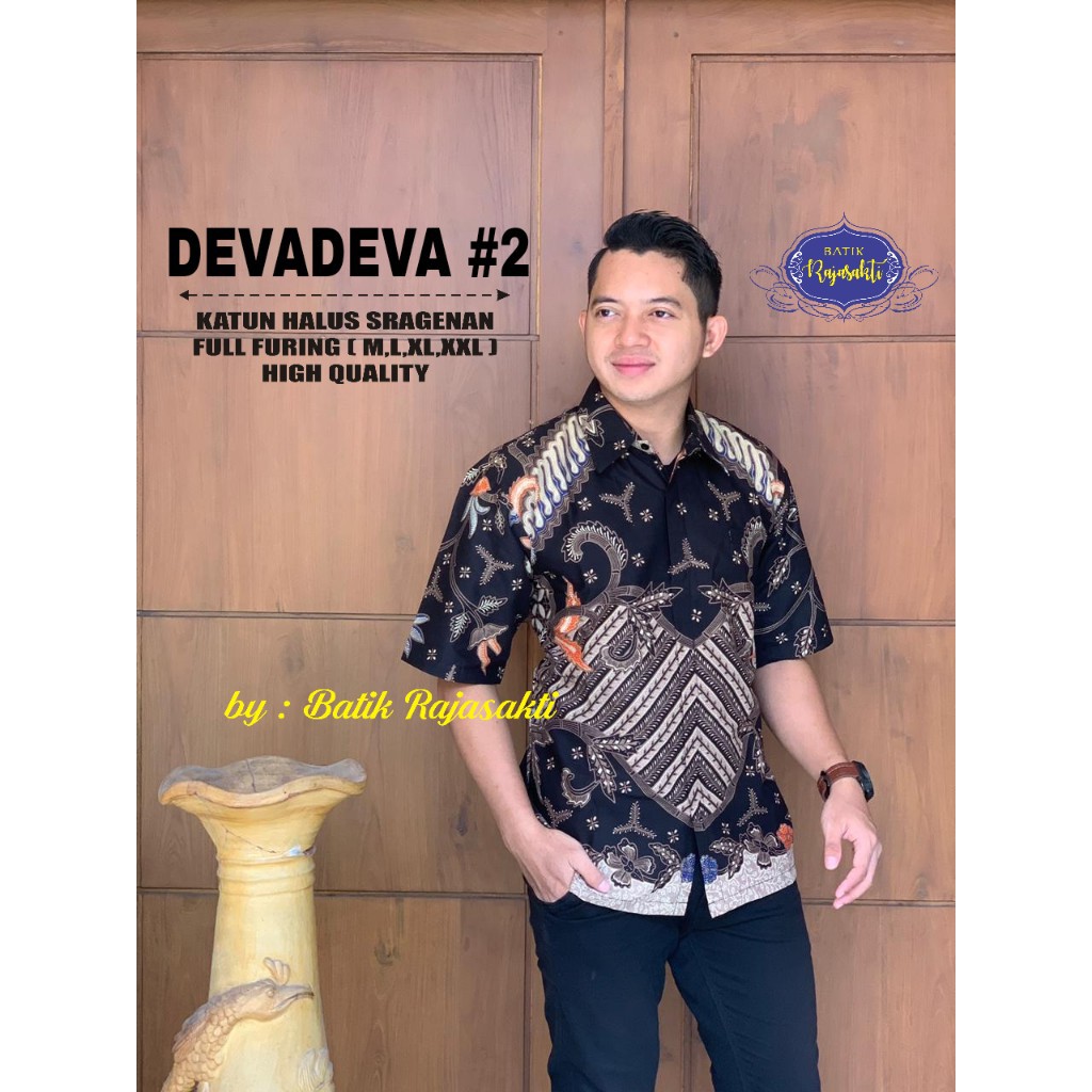 DEVADEVA 2 Kemeja Batik Pria Lengan Pendek Katun Halus FULL FURING Rajasakti