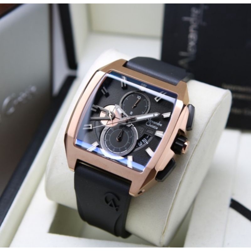 Jam Pria Alexandre Christie AC6617 Original Black Rosegold