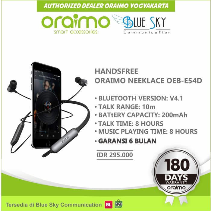 HANDSFREE HEADSET EARPHONE ORAIMO NEKLACE OEB-E54D HD SOUND 200 JAM