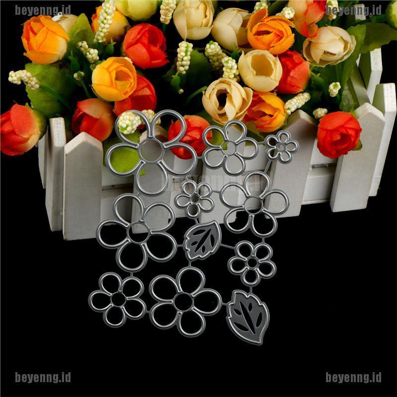 Bey 11Pcs Cetakan Stensil Cutting Dies Motif Bungadaun Bahan Metal Untuk Scrapbook Craft DIY