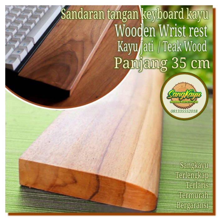 Wooden wrist rest for keyboard 35cm sandaran tangan keyboard kayu jati