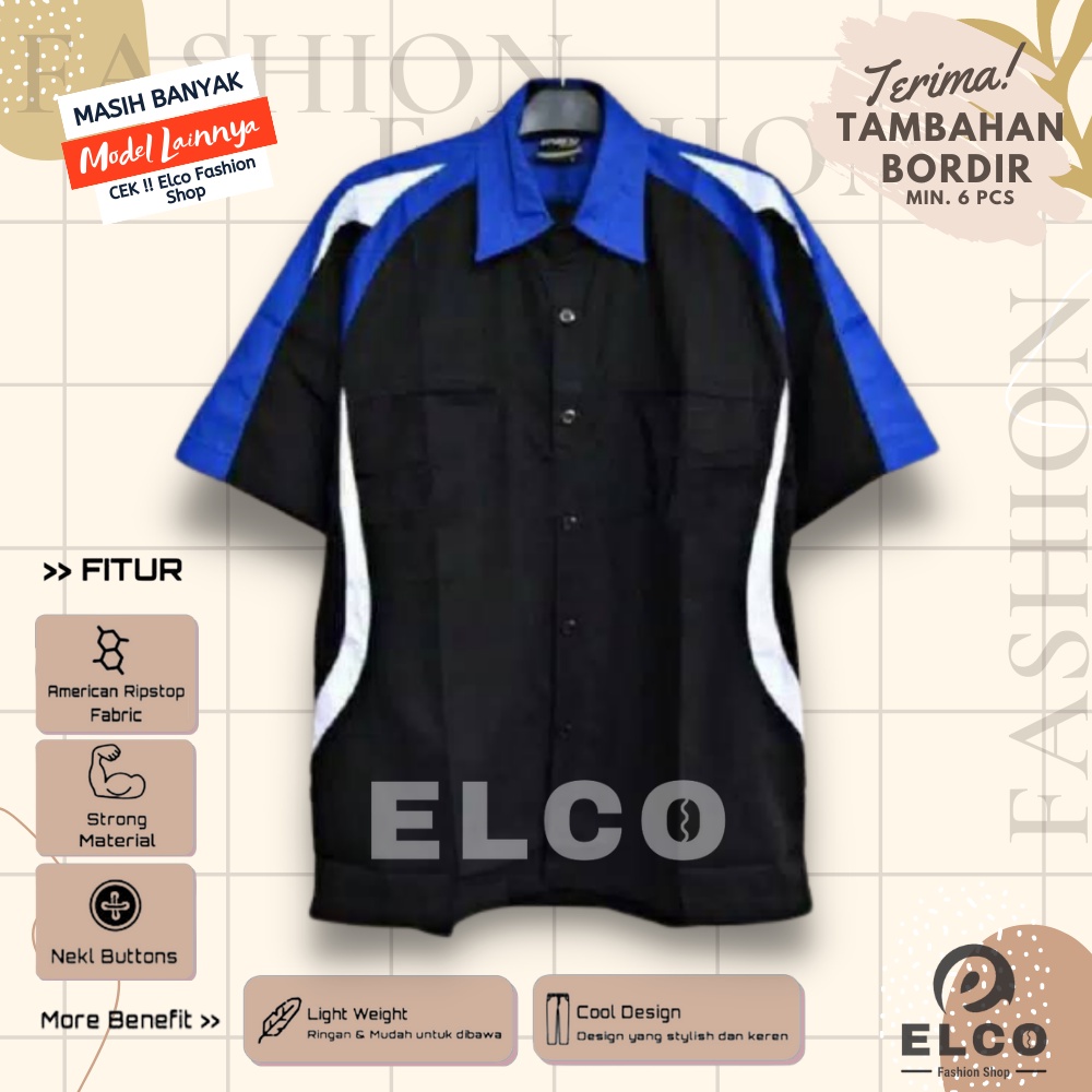 Baju seragam kerja kemeja lengan pendek baju pdh hitam tyt biru putih seragam kantor kemeja kombinas
