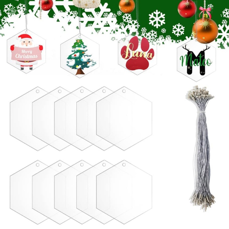 20 Pcs Ornamen Disk Kosong Bahan Akrilik Transparan Untuk Dekorasi Pohon Natal