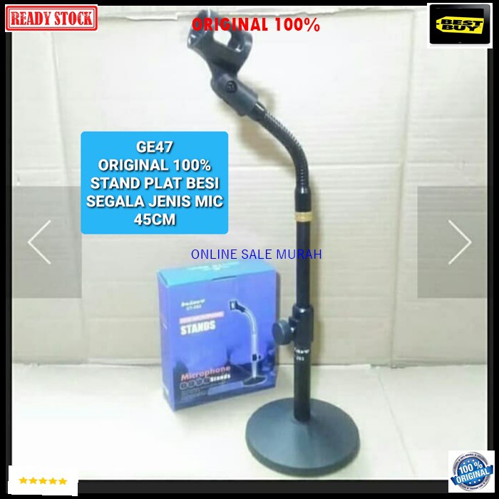 G47 original 100% stand mic meja full besi kaki bulat holder mik table microphone karaoke bundar tempat gantungan mikrophone studio sound pro profesional audio pegangan penopang  BISA SEGALA JENIS MICROPHONE JAMINAN ANTI JATUH FULL BESI  Dimeja pidato Dim