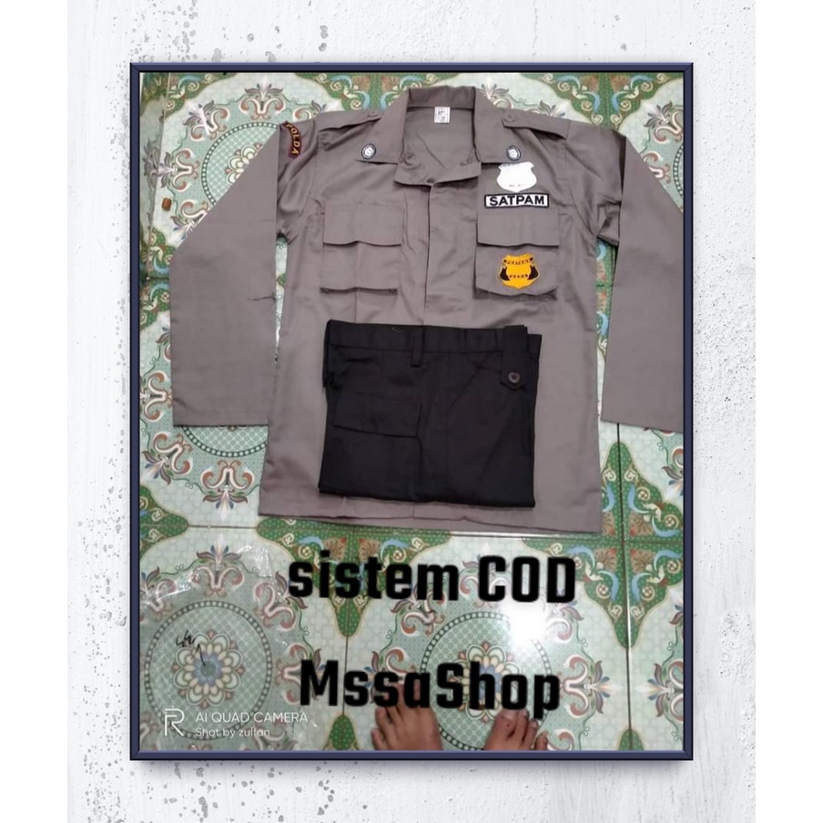 atasan bawahan stelan seragam satpam terbaru 2023_2024 PDL /PDH stelan baju scurity baru cream murah model lengan panjang lengan pendek  warna coklat mirip polisi stelan dinas kerja harian lengkap full logo seragam baru satpam baru murah original  cod