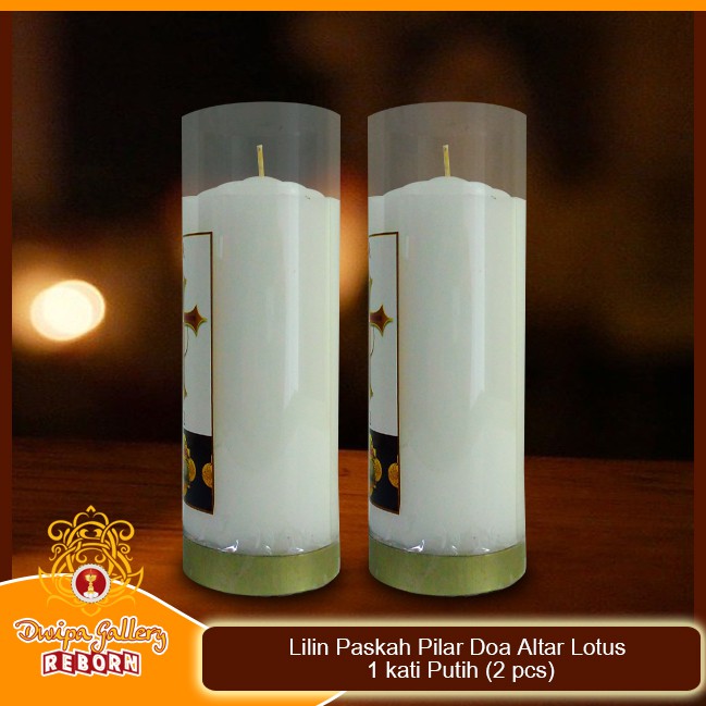 Lilin/Candle Puja Paskah Pilar Doa Altar Lotus 1 kati Putih (2 pcs)