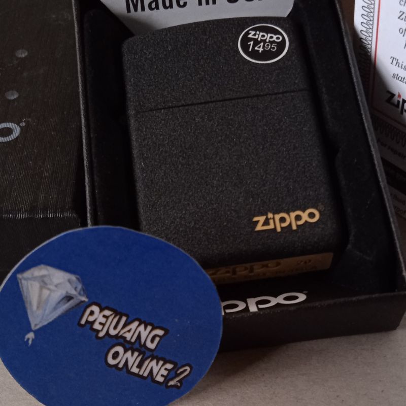 Zippo Hitam Kasar Black Crackle
