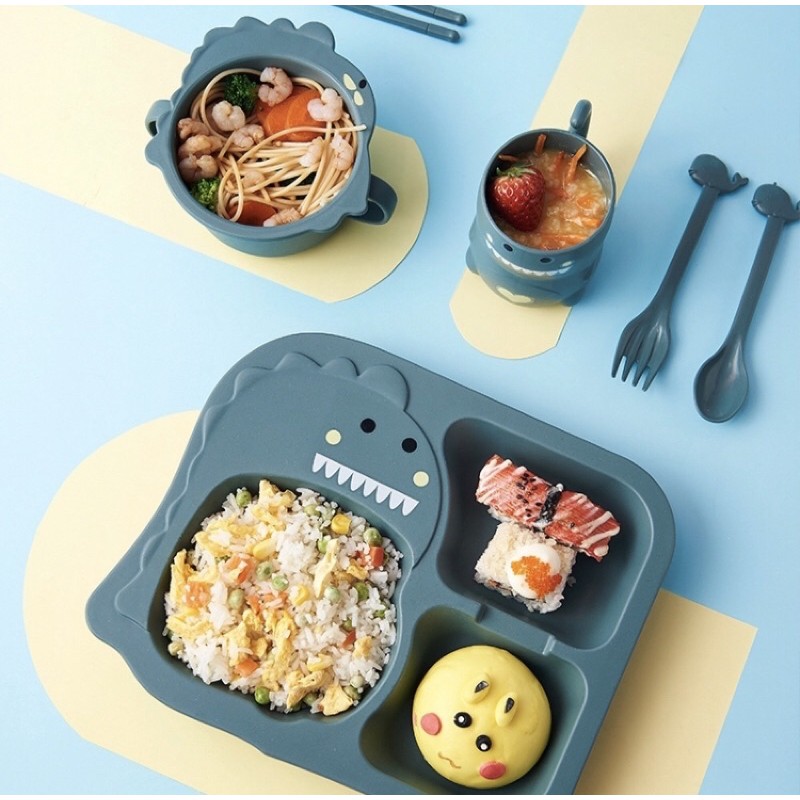 Set Peralatan Makan Anak 6 in 1 karakter, Desain 3 Dimensi, Free BPA