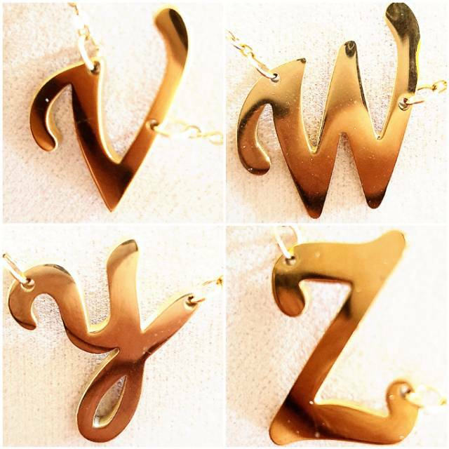 KALUNG TITANIUM EMAS - KALUNG HURUF - KALUNG ALFABET - HURUF U V W Y Z - KALUNG ASLI IMPORT MURAH