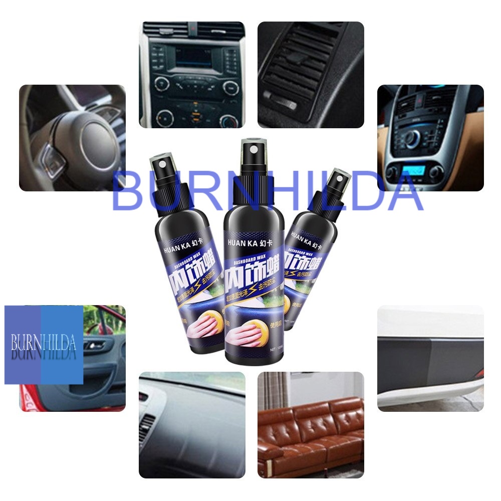 Semir Ban Jok Karpet Car Tire Dashboard Waxing 120ml Car Interior Maintenance Tool Multi-function Cleaning Wax Spray for Car Plastic Leather Dashboard and Home Use mobil motor burnhilda