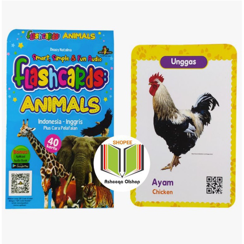 Kartu Balita Flash cards Animal/Kartu Edukasi anak Mengenal binatang